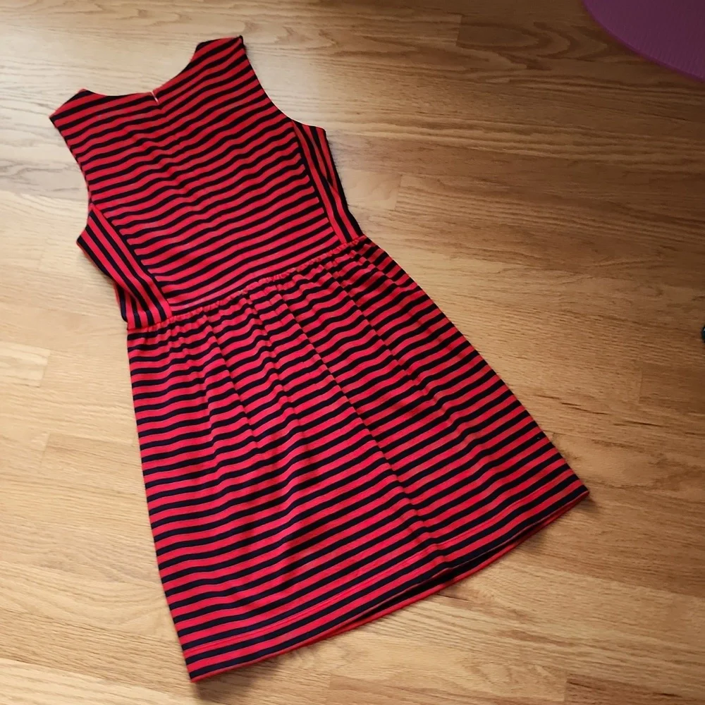 J. Crew size XS sleeveless dress, striped navy/ red - Picture 5 of 12
